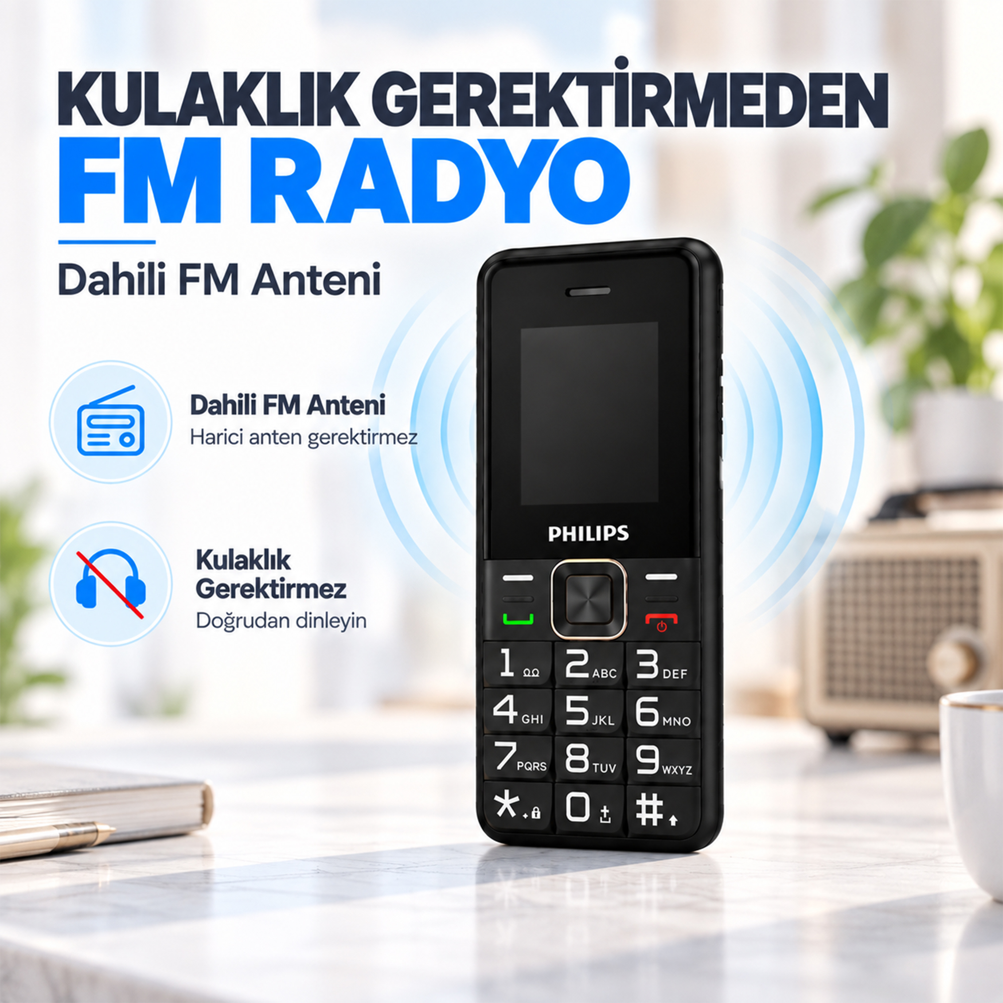 Philips Xenium E6105 4G Tuşlu Cep Telefonu Çift SIM Kartlı 1000 mAh Type-C Bluetooth FM Radyo Siyah - Görsel 5