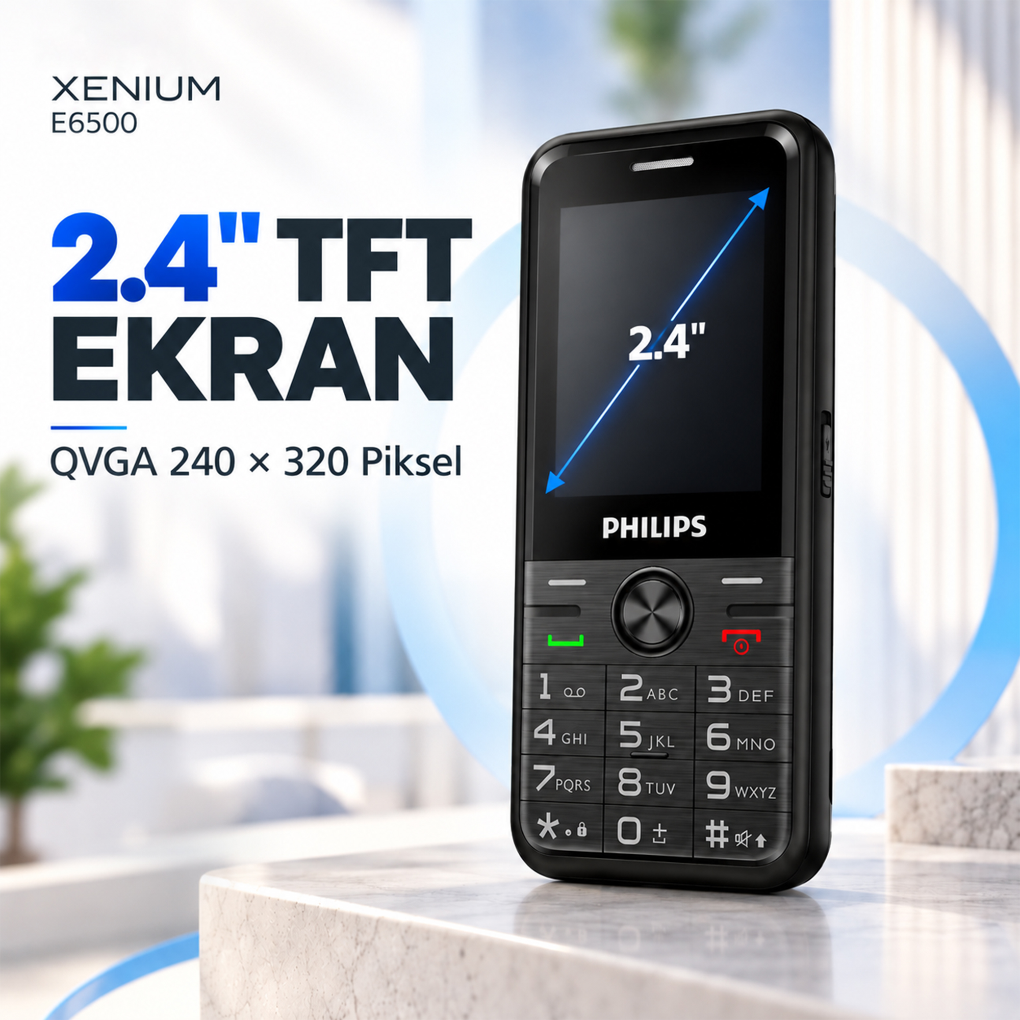 Philips Xenium E6500 4G VoLTE Kameralı Çift SIM 2.4 İnç 1700 mAh Tuşlu Cep Telefonu Siyah - Görsel 4