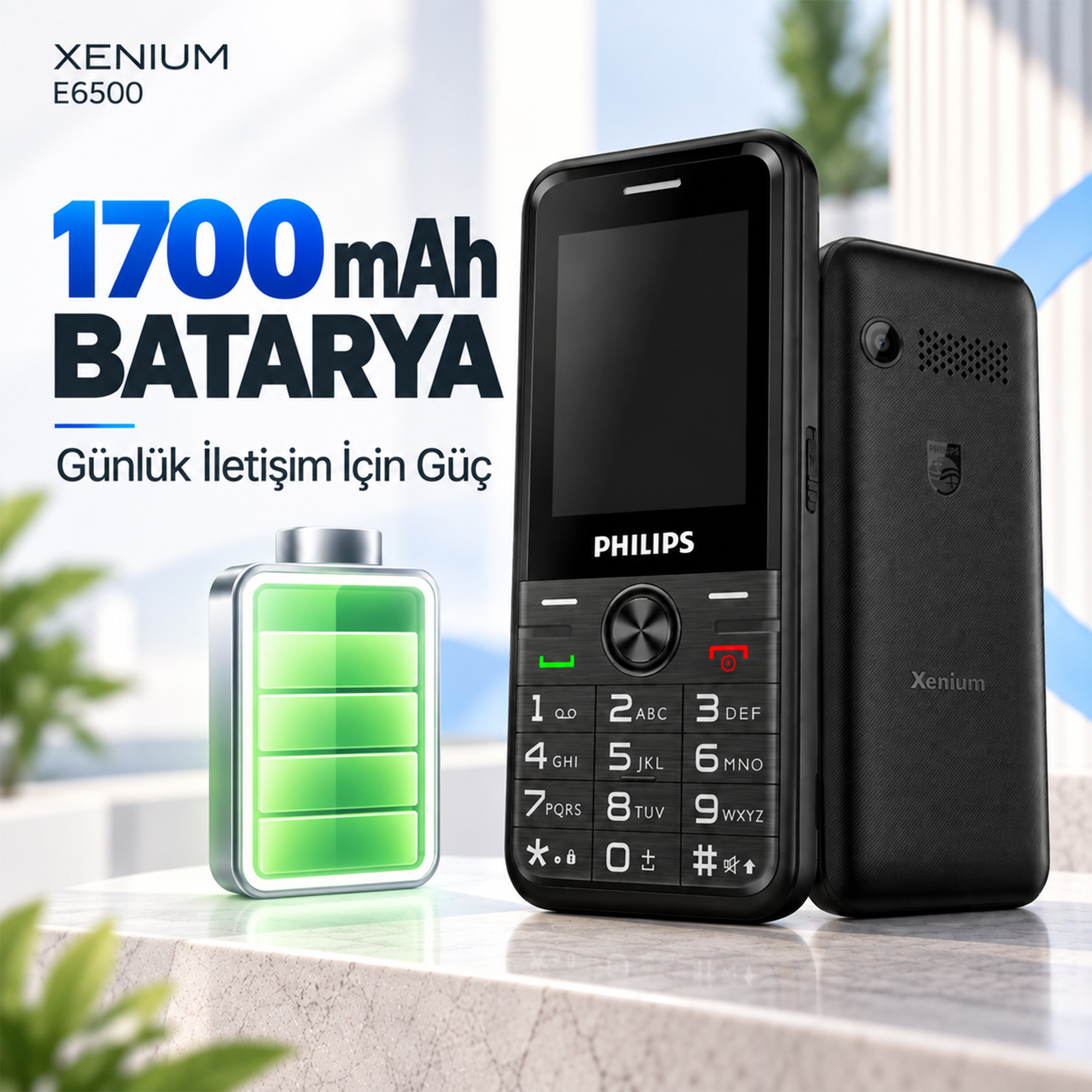 Philips Xenium E6500 4G VoLTE Kameralı Çift SIM 2.4 İnç 1700 mAh Tuşlu Cep Telefonu Siyah - Görsel 5