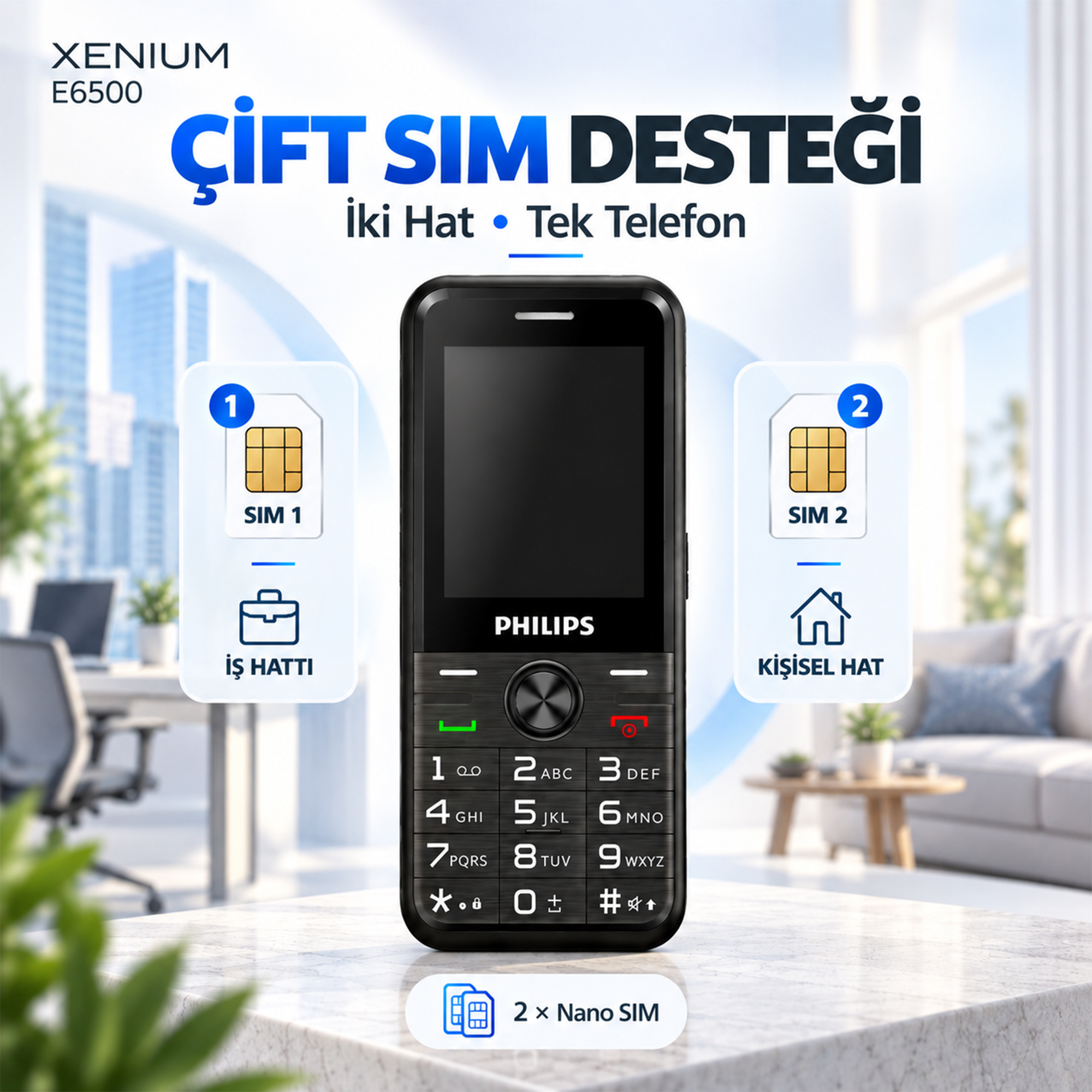 Philips Xenium E6500 4G VoLTE Kameralı Çift SIM 2.4 İnç 1700 mAh Tuşlu Cep Telefonu Siyah - Görsel 6