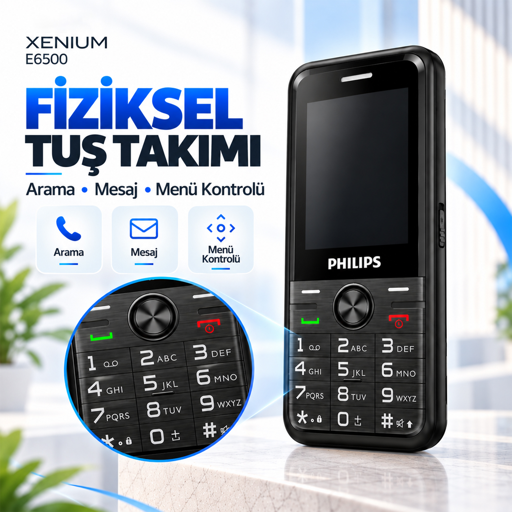 Philips Xenium E6500 4G VoLTE Kameralı Çift SIM 2.4 İnç 1700 mAh Tuşlu Cep Telefonu Siyah - Görsel 7