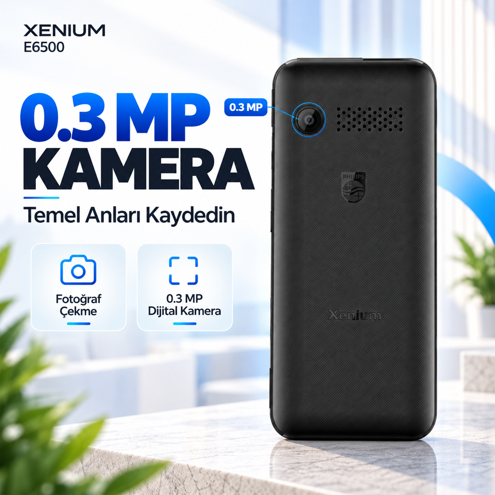 Philips Xenium E6500 4G VoLTE Kameralı Çift SIM 2.4 İnç 1700 mAh Tuşlu Cep Telefonu Siyah - Görsel 8