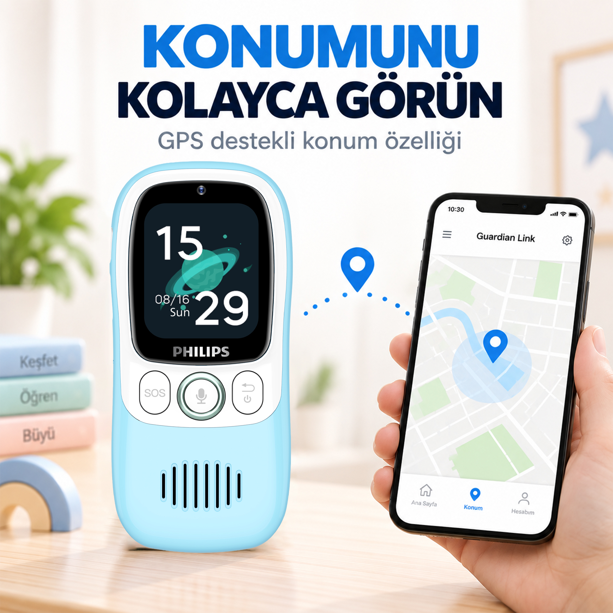 Philips E6802 4G Çocuk Telefonu GPS Konum Takibi Görüntülü Arama SOS Jarvis AI 1.83" Dokunmatik Ekran Mavi - Görsel 5
