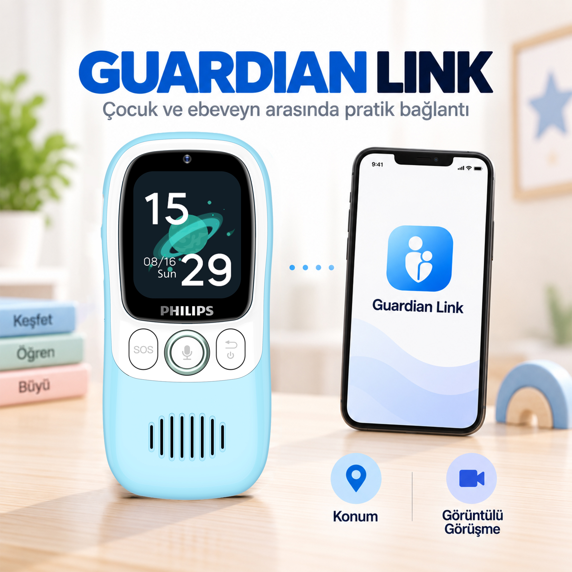 Philips E6802 4G Çocuk Telefonu GPS Konum Takibi Görüntülü Arama SOS Jarvis AI 1.83" Dokunmatik Ekran Mavi - Görsel 7