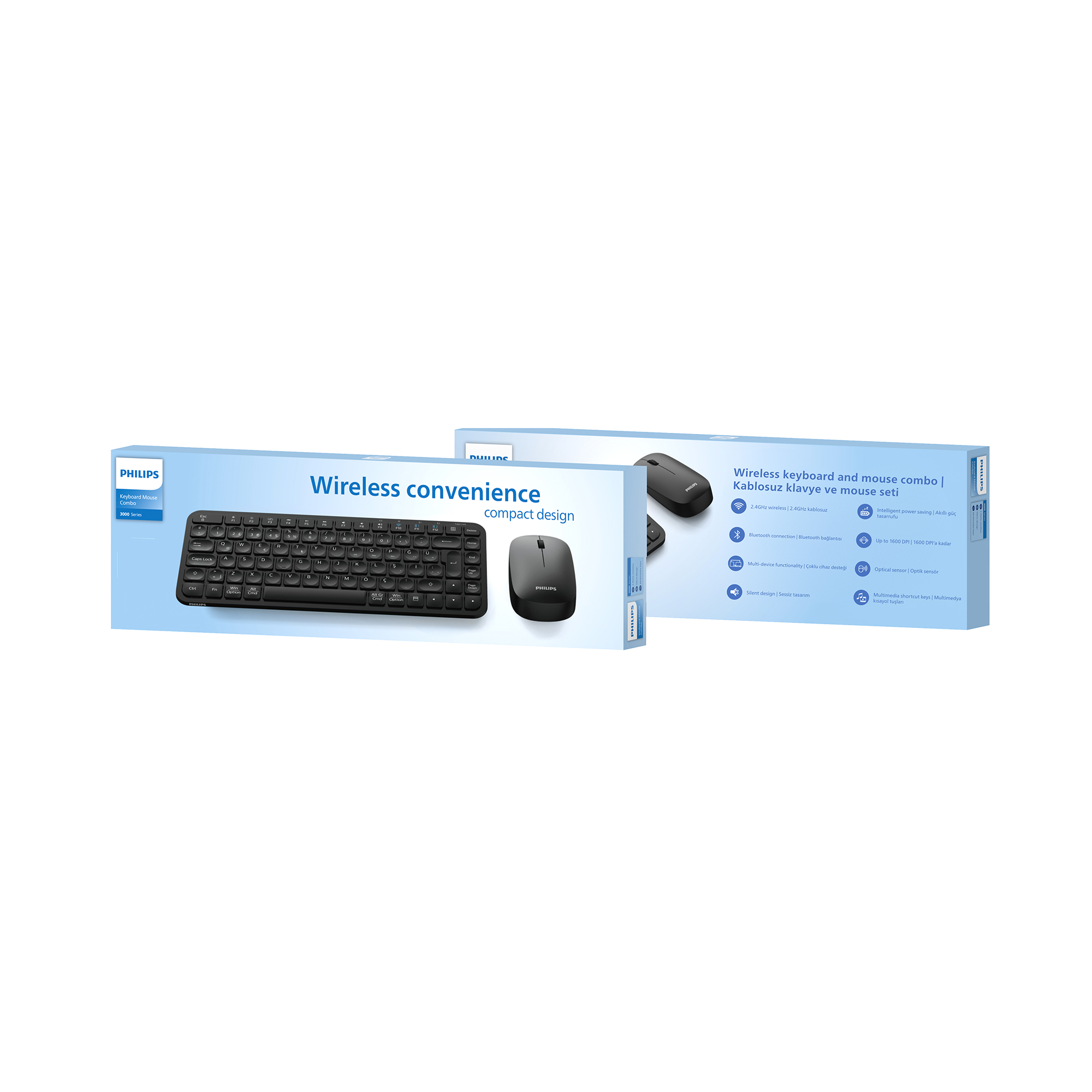Philips SPT6338BT Bluetooth ve 2.4GHz Kablosuz Türkçe Q Klavye Mouse Seti Siyah - Görsel 19